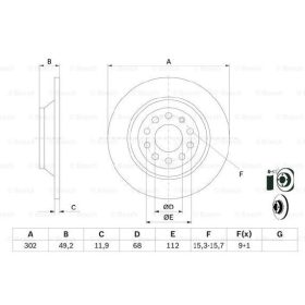 0 986 479 257 Bosch Hátsó féktárcsa