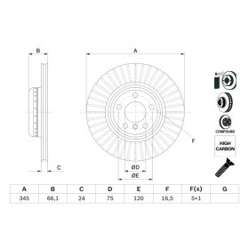 0 986 479 E06 Bosch Hátsó féktárcsa