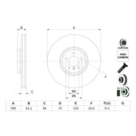 0 986 479 E84 Bosch Első féktárcsa