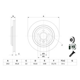 0 986 479 E85 Bosch Hátsó féktárcsa