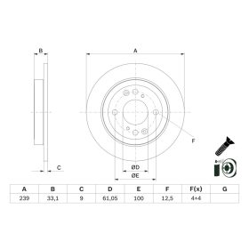 0 986 479 E95 Bosch Hátsó féktárcsa