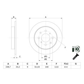 0 986 479 F34 Bosch Hátsó féktárcsa