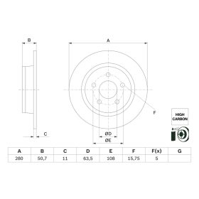 0 986 479 G71 Bosch Hátsó féktárcsa