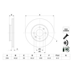 0 986 479 G86 Bosch Első féktárcsa