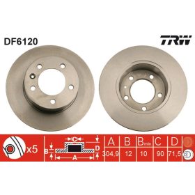 DF6120 TRW Hátsó Féktárcsa
